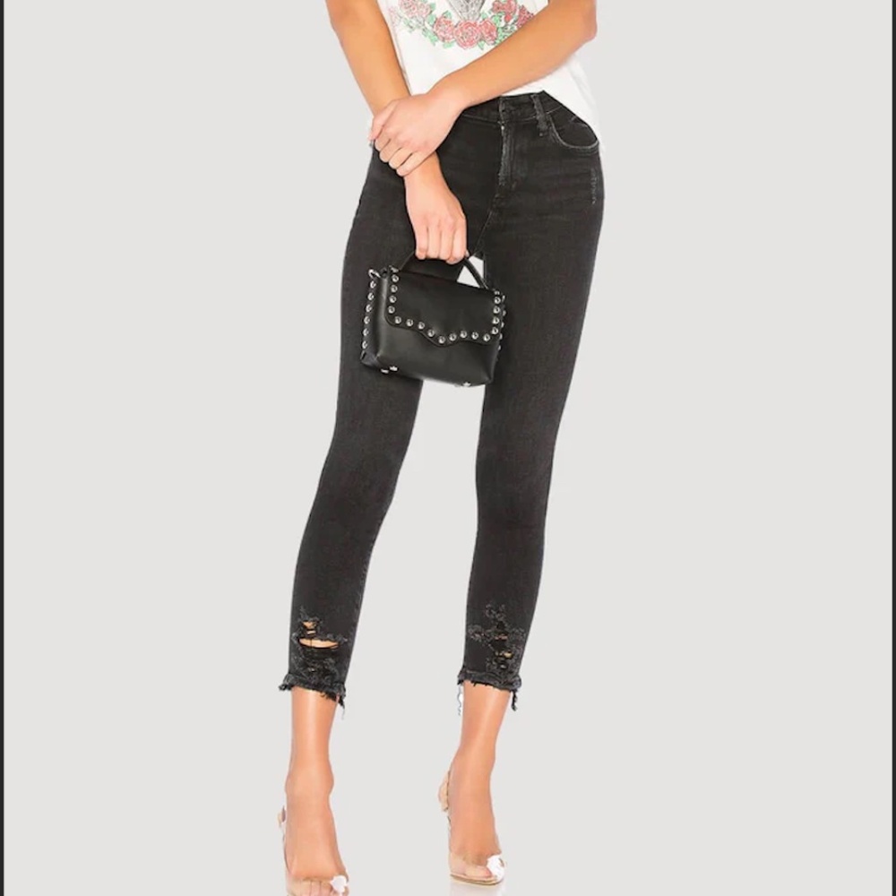 AGOLDE SOPHIE High Rise Skinny Crop Temple Jeans‎ Distressed Size 30